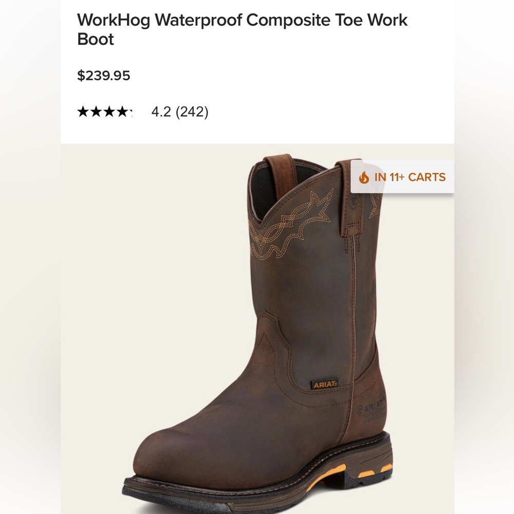 Ariat Workhog Composite toe waterproof men’s boots 8.5